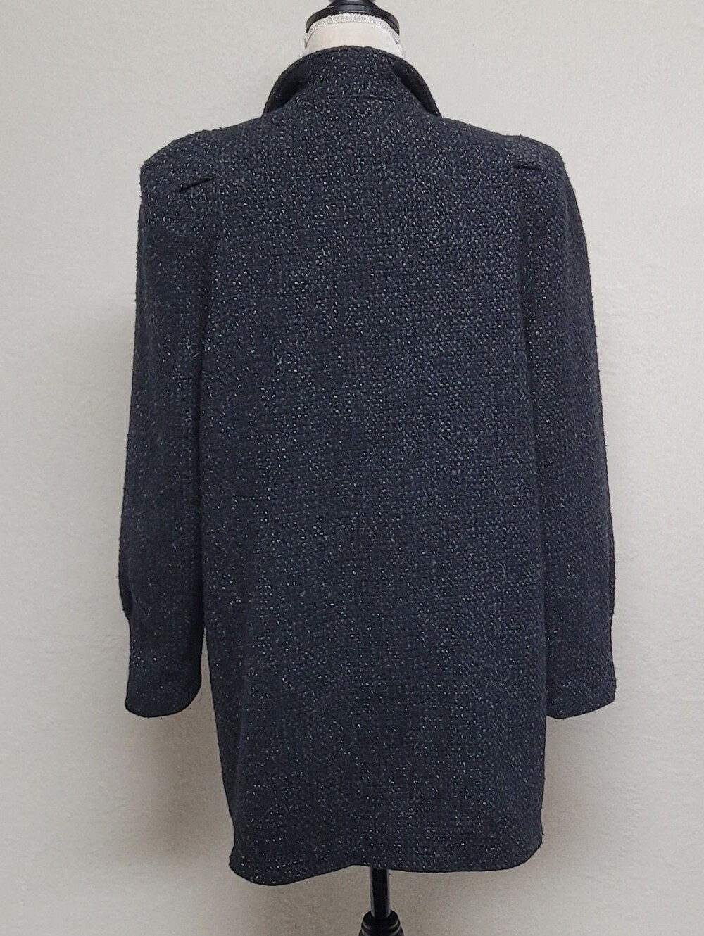 70s Vintage Weatherwise by Micki Black White Speckled Wool Tweed Overcoat 16 - Picture 9 of 14